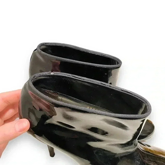 Stella McCartney Black Patent Leather Chic Stiletto Ankle Booties Size 36.5 - Picture 7 of 10